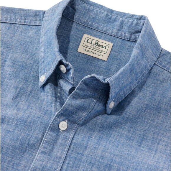 LLBean Men's Comfort Stretch® Chambray Shirt, Traditional Untucked Fit - Picture 4 of 7